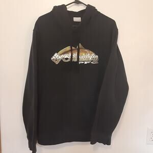 Columbia PFG Hoodie Mens L Black Red Pullover Fish Long Sleeve Fishing Outdoors